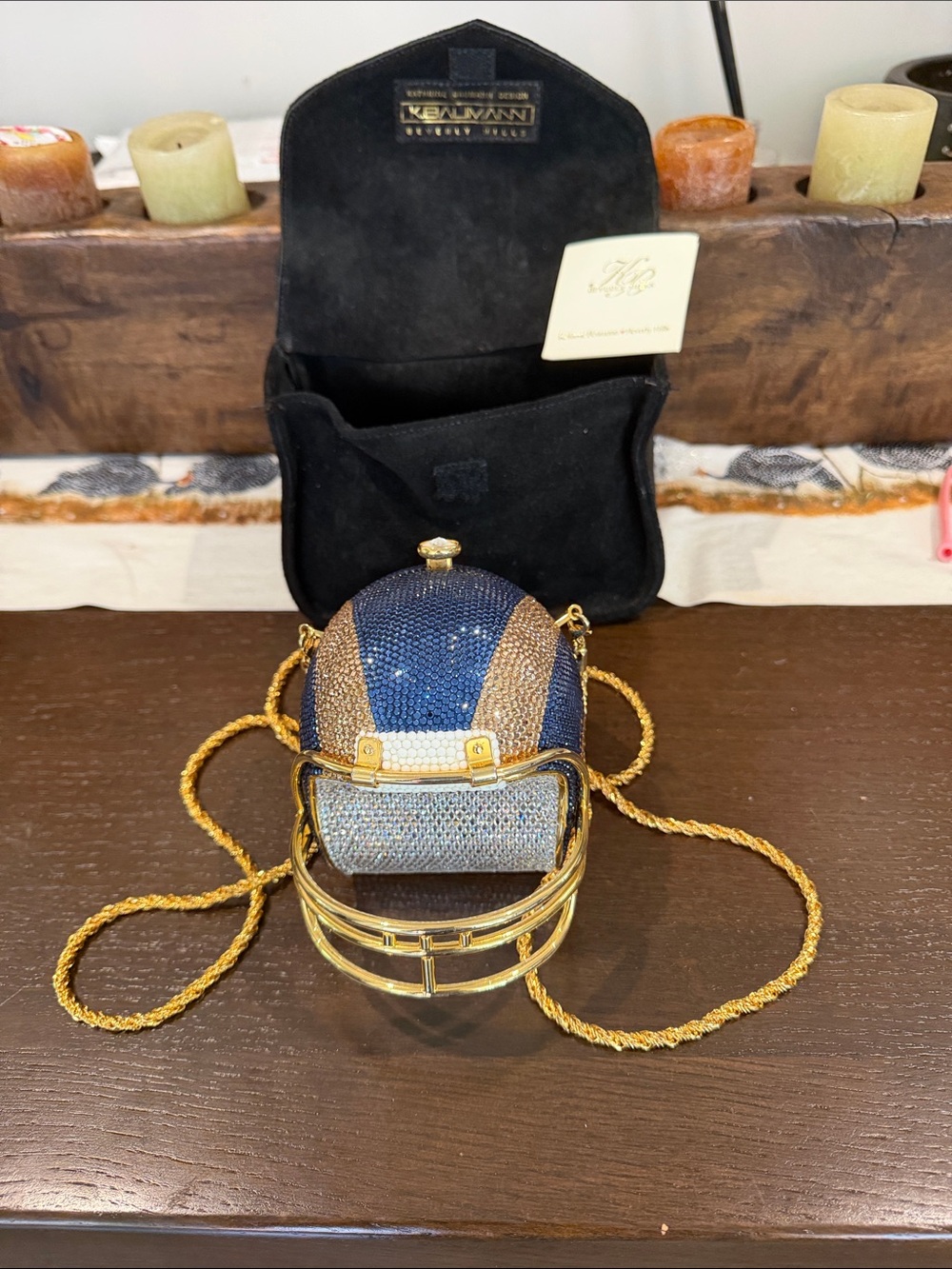 NIB “RAMS CRYSTAL HANDMADE “KATHERINE BAUMANN BAG
